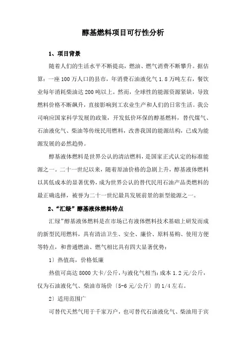 醇基燃料项目可行性分析