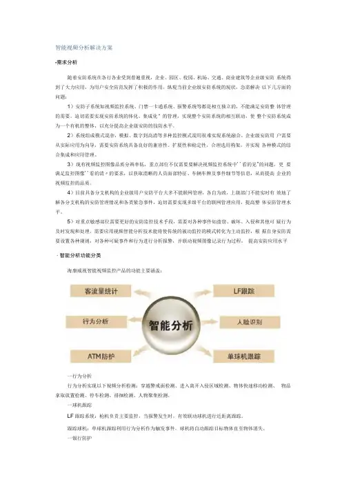 智能视频分析解决方案精简版