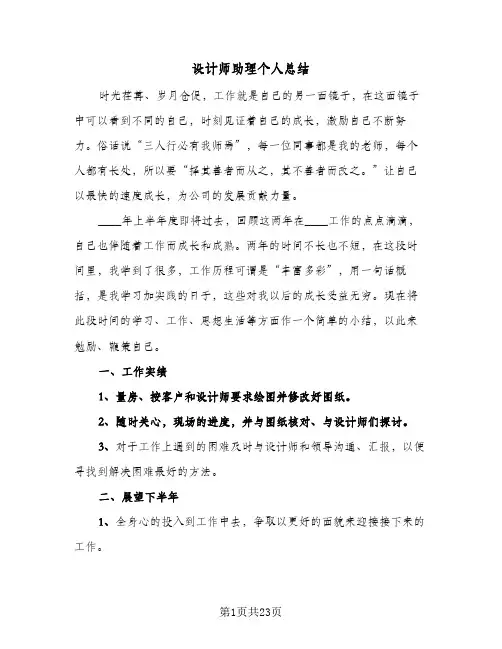 设计师助理个人总结(6篇)