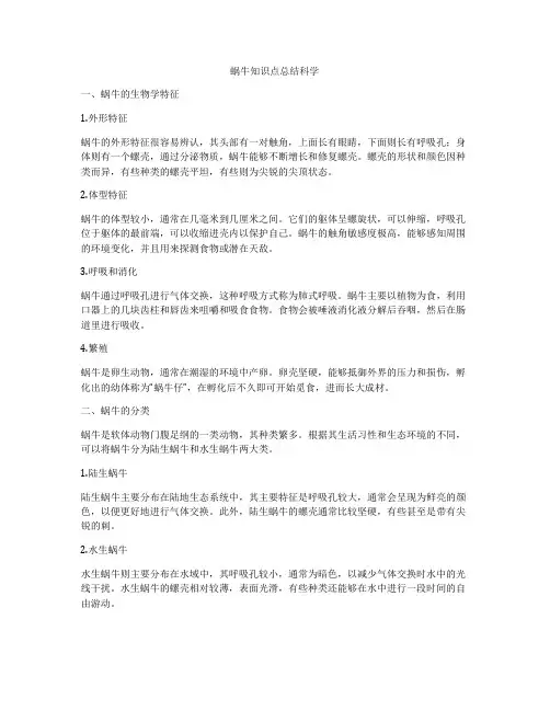 蜗牛知识点总结科学
