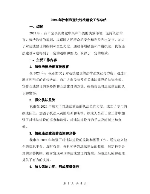 2024年控制和查处违法建设工作总结