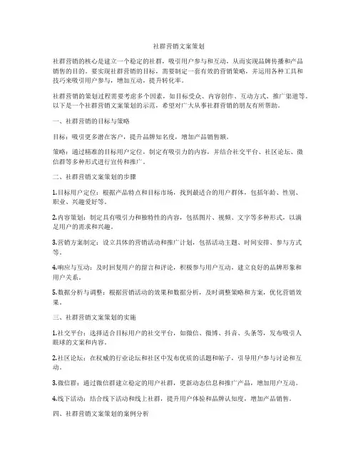 社群营销文案策划
