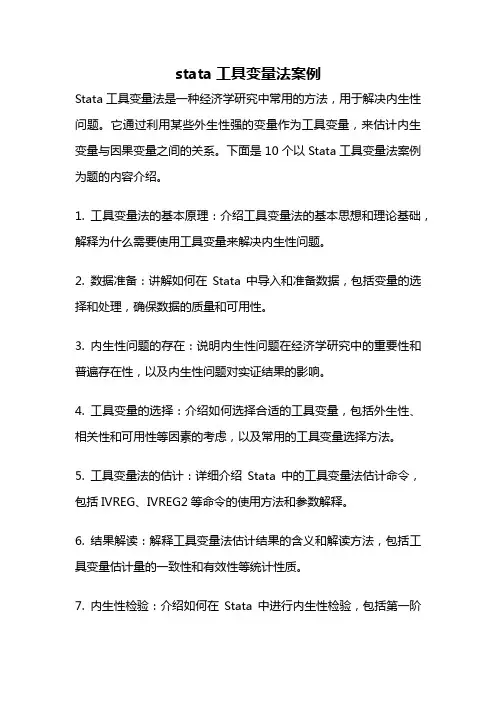 stata工具变量法案例