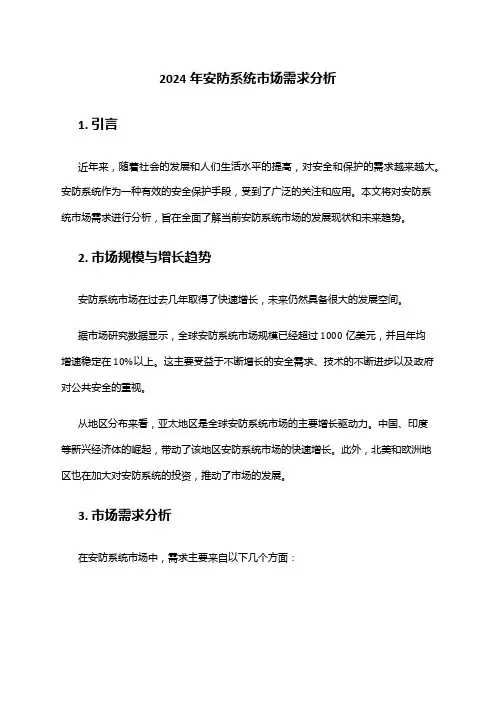 2024年安防系统市场需求分析