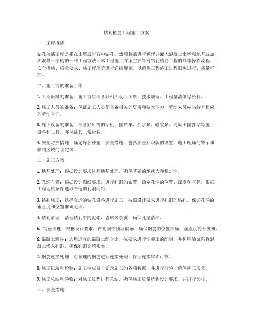 钻孔植筋工程施工方案