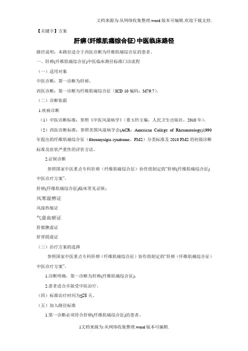 【方案】纤维肌痛综合征临床路径及诊疗方案