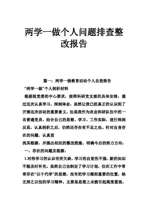 两学一做个人问题排查整改报告