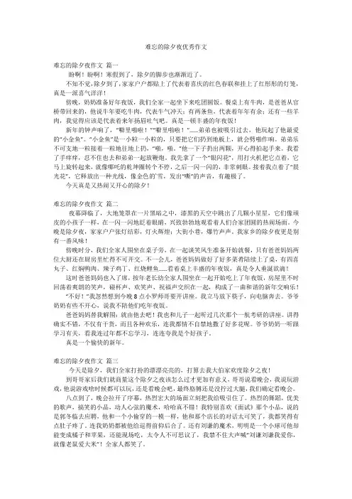 难忘的除夕夜优秀作文