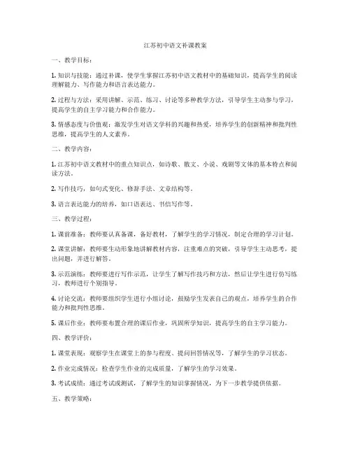 江苏初中语文补课教案