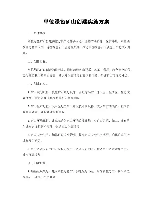 单位绿色矿山创建实施方案