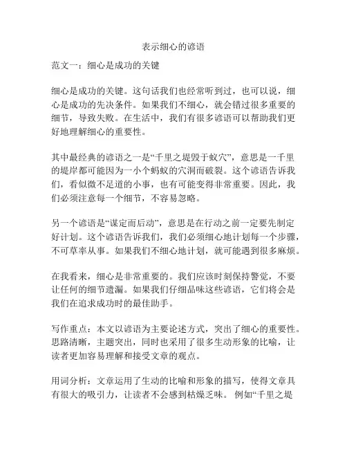 表示细心的谚语