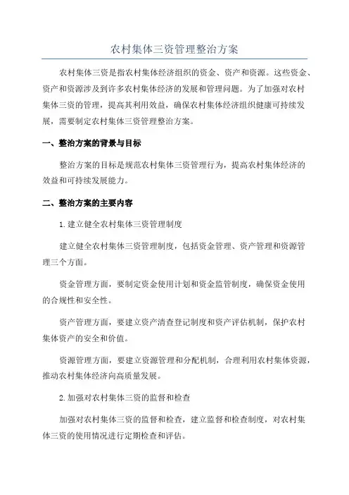 农村集体三资管理整治方案