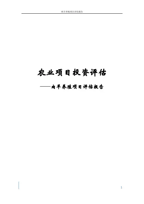 肉羊养殖项目评估报告