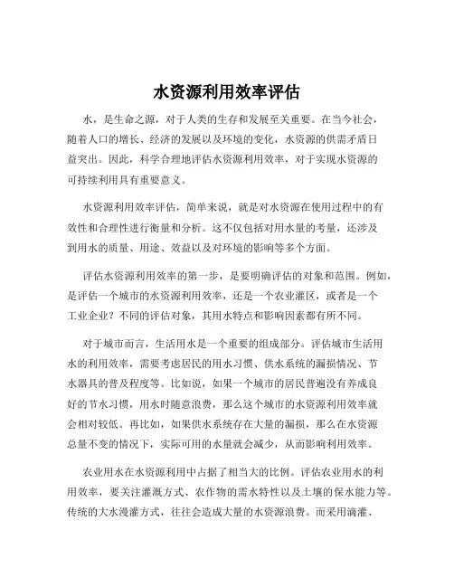 水资源利用效率评估