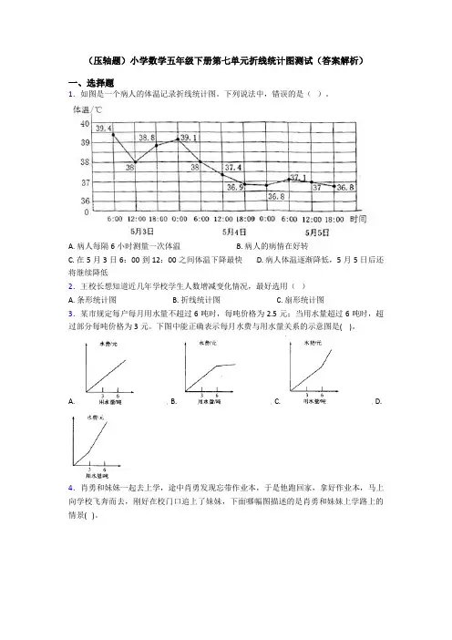 (压轴题)小学数学五年级下册第七单元折线统计图测试(答案解析)
