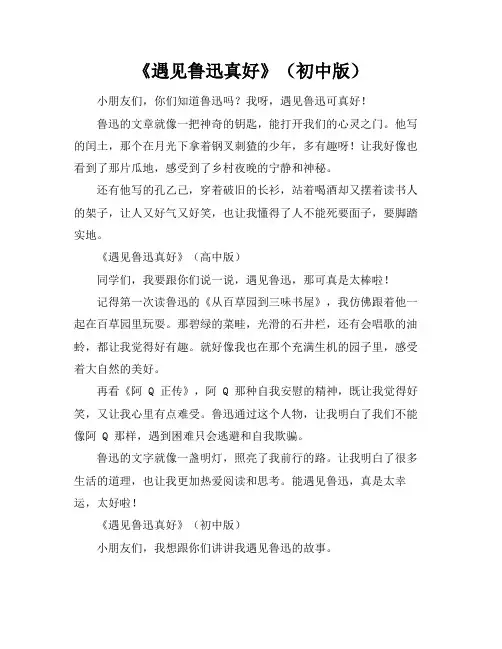遇见鲁迅真好的作文600字初高中