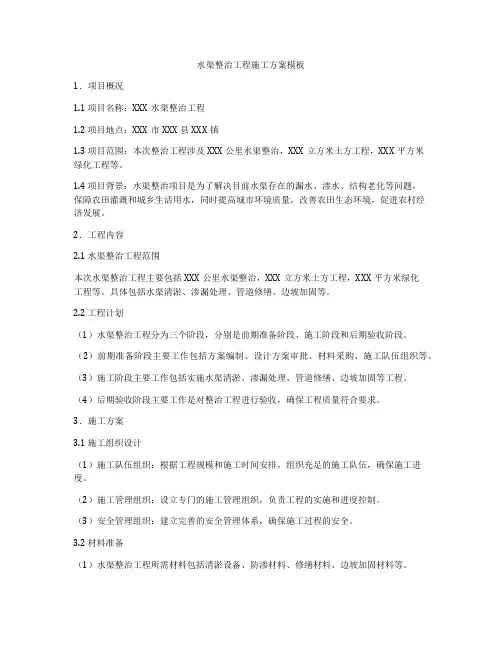水渠整治工程施工方案模板