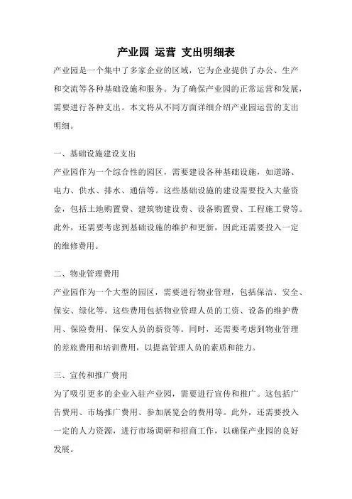 产业园 运营 支出明细表