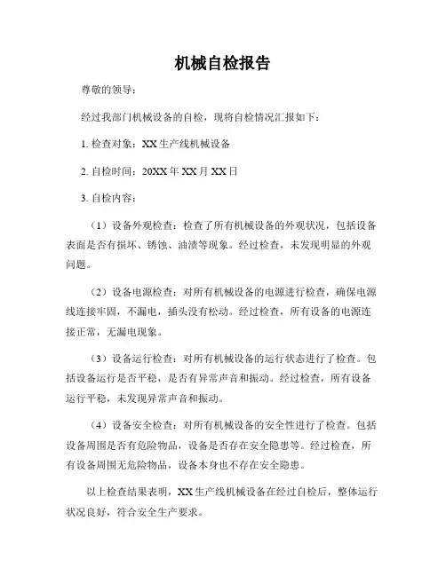 机械自检报告