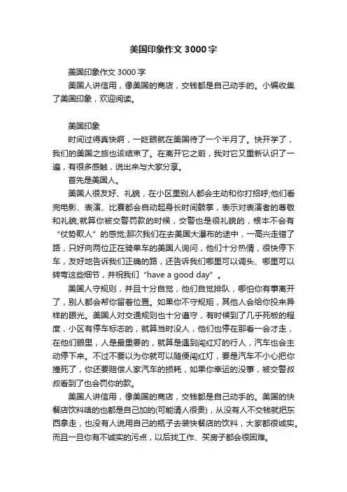 美国印象作文3000字