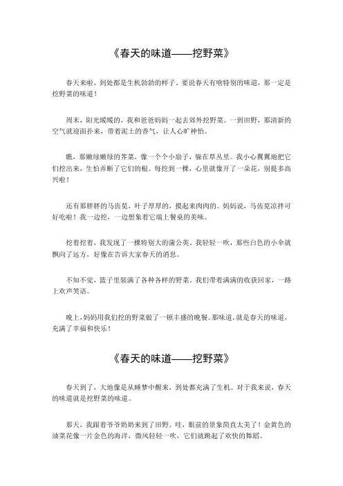 春天的味道挖野菜400字作文