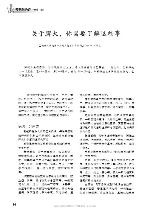 关于脾大，你需要了解这些事