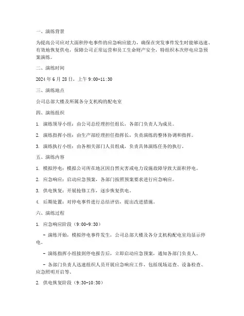 公司停电应急预案演练记录