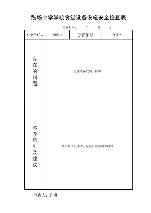 食堂设备安全检查表