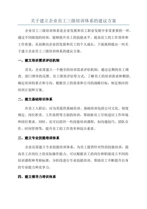 关于建立企业员工三级培训体系的建议方案