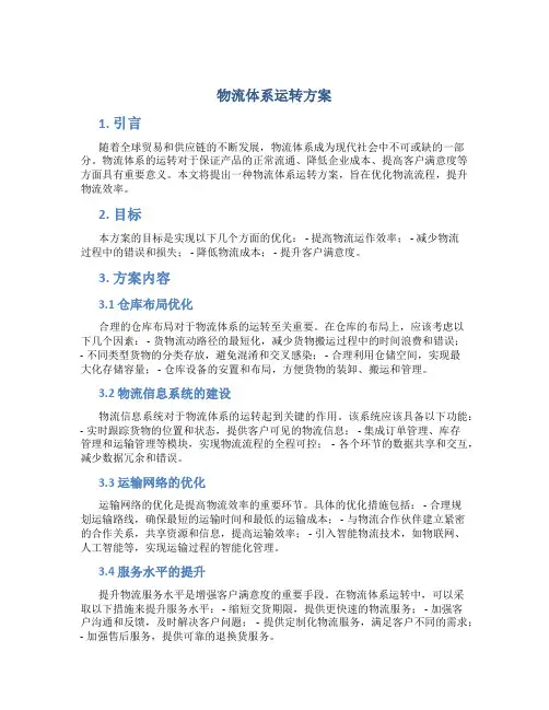物流体系运转方案