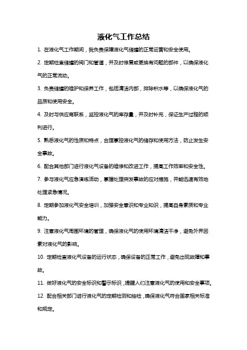 液化气工作总结