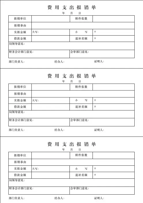 费用支出报销单