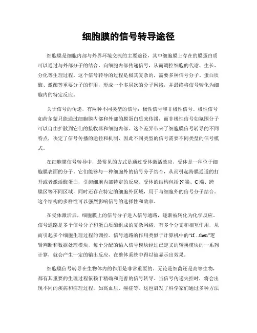 细胞膜的信号转导途径