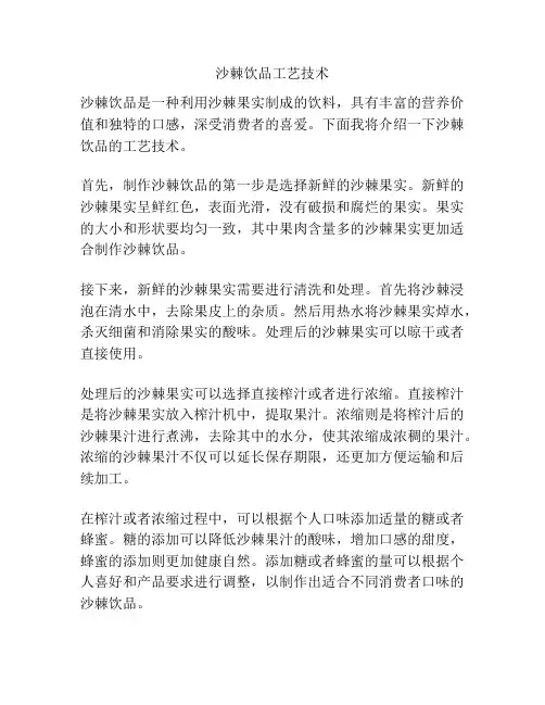 沙棘饮品工艺技术
