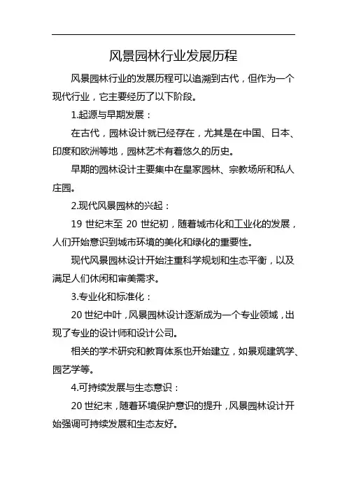 风景园林行业发展历程