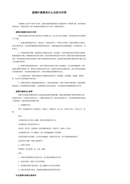 蓝莓叶黄素有什么功效与作用