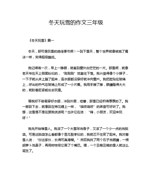 冬天玩雪的作文三年级