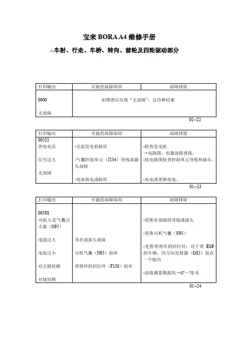 大众宝来BORA A4维修手册