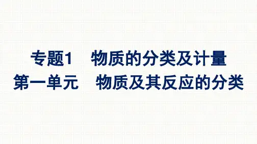 高中化学苏教版(2019)必修第一册专题1第一单元物质及其反应的分类