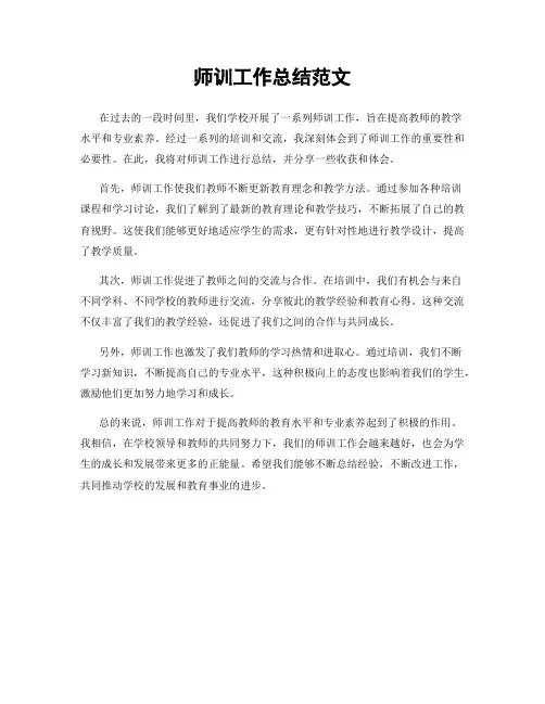 师训工作总结范文