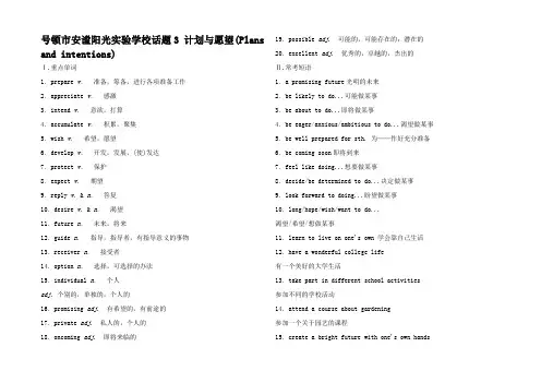 高中英语 话题3 计划与愿望(Plans and inten