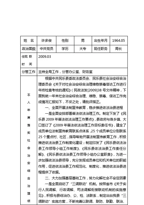 综治工作实绩档案