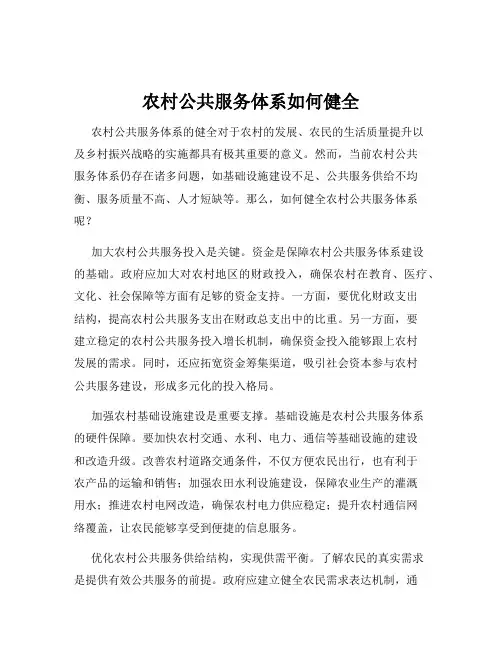 农村公共服务体系如何健全