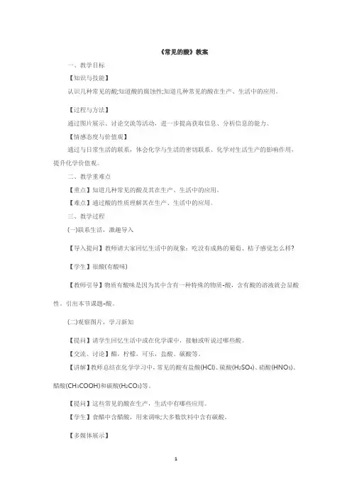 《常见的酸》教案