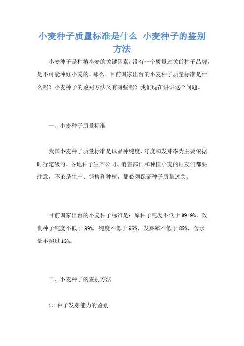 小麦种子质量标准是什么 小麦种子的鉴别方法