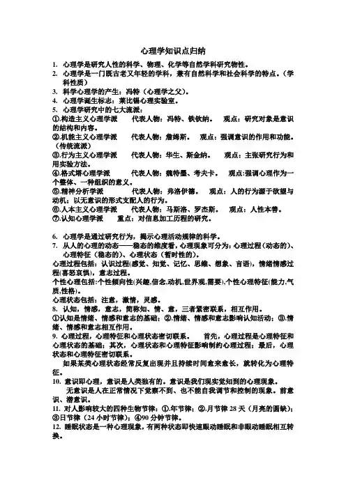 心理学知识点归纳
