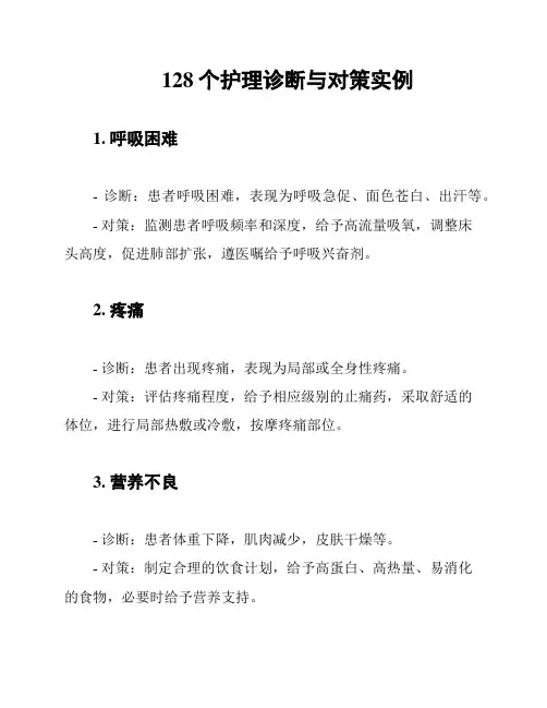 128个护理诊断与对策实例