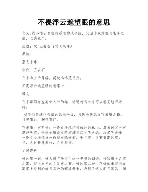 不畏浮云遮望眼的意思