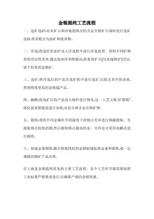 金银提纯工艺流程