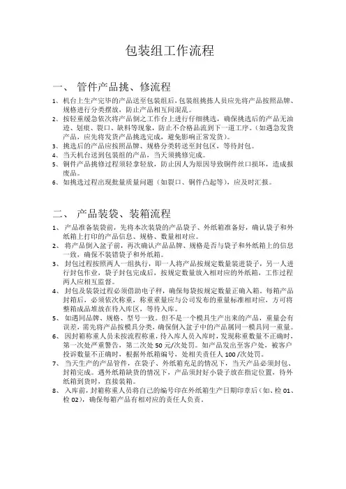 包装组工作流程